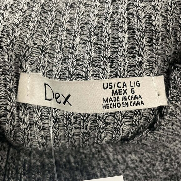 NWT Dex Grey Marl Ribbed Knit Mock Neck Long Sleeve Midi Bodycon Sweater Dress L - Picture 6 of 7